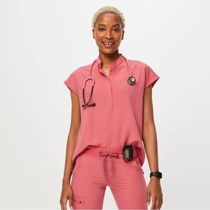 FIGS Rafaela Oversized Scrub Top Desert Rose